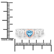 Bids.com 0.52 Carat Genuine Swiss Blue Topaz .925 Sterling Silver Ring Rings White Smoke size 6.00,size 7.00,size 8.00