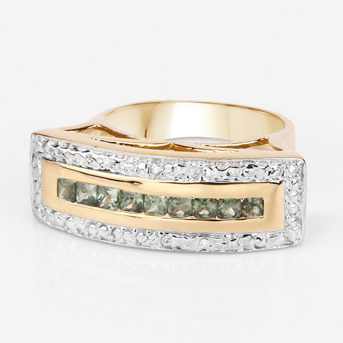 Bids.com 1.08 Carat Genuine Green Sapphire .925 Sterling Silver Ring Rings White Smoke size 7.50,size 6.00,size 7.00,size 8.00,size 9.00,size 5.00