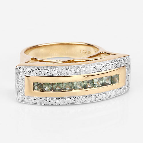 Bids.com 1.08 Carat Genuine Green Sapphire .925 Sterling Silver Ring Rings Light Gray size 7.50,size 6.00,size 7.00,size 8.00,size 9.00,size 5.00