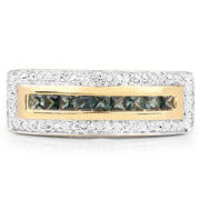 Bids.com 1.08 Carat Genuine Green Sapphire .925 Sterling Silver Ring Rings Light Gray size 7.50,size 6.00,size 7.00,size 8.00,size 9.00,size 5.00