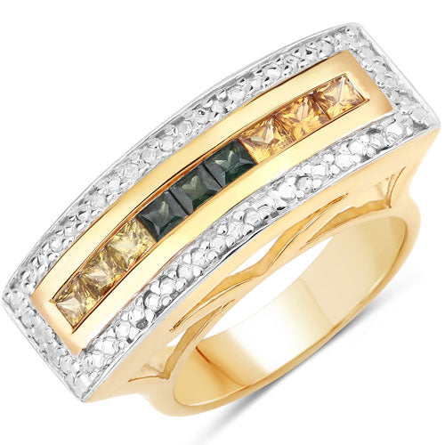Bids.com 1.08 Carat Genuine Multi Sapphire .925 Sterling Silver Ring Rings White Smoke size 5.00,size 6.00,size 7.00,size 7.50,size 8.00,size 9.00