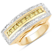 Bids.com 1.08 Carat Genuine Yellow Sapphire .925 Sterling Silver Ring Rings White Smoke size 5.00,size 6.00,size 7.00,size 7.50,size 8.00,size 9.00