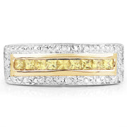 Bids.com 1.08 Carat Genuine Yellow Sapphire .925 Sterling Silver Ring Rings Light Gray size 5.00,size 6.00,size 7.00,size 7.50,size 8.00,size 9.00