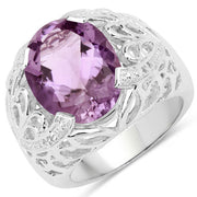 Bids.com 8.24 Carat Genuine Amethyst and White Topaz .925 Sterling Silver Ring Rings White Smoke size 5.00,size 6.00,size 7.00,size 8.00,size 9.00
