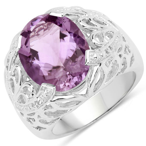 Bids.com 8.24 Carat Genuine Amethyst and White Topaz .925 Sterling Silver Ring Rings White Smoke size 5.00,size 6.00,size 7.00,size 8.00,size 9.00