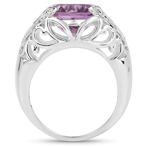 Bids.com 8.24 Carat Genuine Amethyst and White Topaz .925 Sterling Silver Ring Rings White Smoke size 5.00,size 6.00,size 7.00,size 8.00,size 9.00