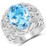 Bids.com 11.29 Carat Genuine Blue Topaz and White Topaz .925 Sterling Silver Ring Rings White Smoke size 7.00,size 8.00,size 6.00,size 9.00