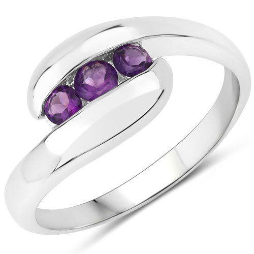 Bids.com 0.54 Carat Genuine Amethyst .925 Sterling Silver Ring Rings White Smoke size 6.00,size 7.00,size 8.00,size 9.00,size 5.00,size 13.00