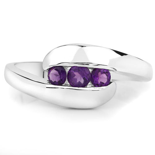 Bids.com 0.54 Carat Genuine Amethyst .925 Sterling Silver Ring Rings White Smoke size 6.00,size 7.00,size 8.00,size 9.00,size 5.00,size 13.00