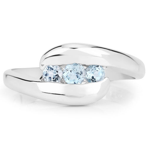 Bids.com 0.74 Carat Genuine Blue Topaz .925 Sterling Silver Ring Rings White Smoke size 5.00,size 6.00,size 7.00,size 8.00,size 9.00,size 13.00