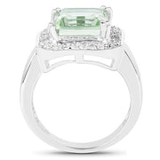 Bids.com 5.21 Carat Genuine Green Amethyst and White Topaz .925 Sterling Silver Ring Rings White Smoke size 7.00,size 6.00,size 8.00,size 9.00