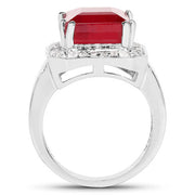 Bids.com 6.36 Carat Glass Filled Ruby and White Topaz .925 Sterling Silver Ring Rings White Smoke size 6.00,size 7.00,size 8.00,size 9.00