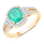 Bids.com 1.65 Carat Genuine Ethiopian Emerald and White Diamond 14K Yellow Gold Ring Rings White Smoke size 6.00,size 7.00,size 8.00