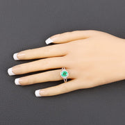 Bids.com 1.65 Carat Genuine Ethiopian Emerald and White Diamond 14K Yellow Gold Ring Rings Peach Puff size 6.00,size 7.00,size 8.00