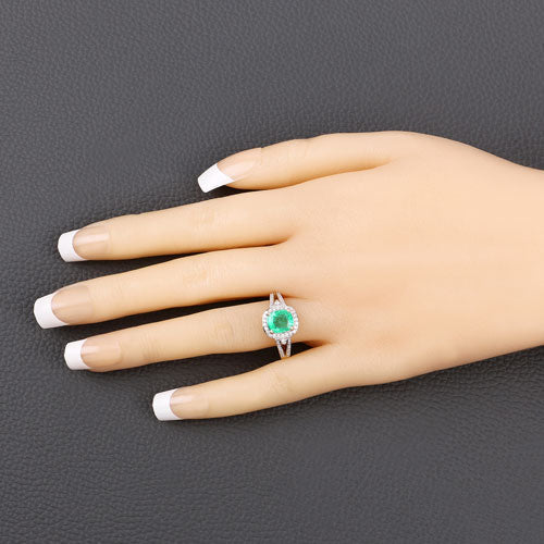 Bids.com 1.65 Carat Genuine Ethiopian Emerald and White Diamond 14K Yellow Gold Ring Rings Peach Puff size 6.00,size 7.00,size 8.00