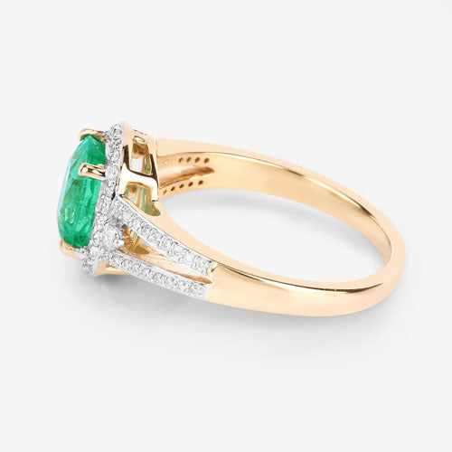 Bids.com 1.65 Carat Genuine Ethiopian Emerald and White Diamond 14K Yellow Gold Ring Rings White Smoke size 6.00,size 7.00,size 8.00