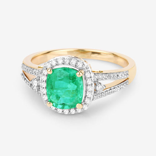 Bids.com 1.65 Carat Genuine Ethiopian Emerald and White Diamond 14K Yellow Gold Ring Rings White Smoke size 6.00,size 7.00,size 8.00