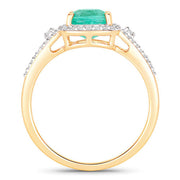 Bids.com 1.65 Carat Genuine Ethiopian Emerald and White Diamond 14K Yellow Gold Ring Rings White Smoke size 6.00,size 7.00,size 8.00