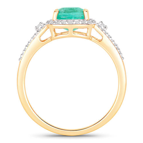 Bids.com 1.65 Carat Genuine Ethiopian Emerald and White Diamond 14K Yellow Gold Ring Rings White Smoke size 6.00,size 7.00,size 8.00