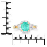 Bids.com 1.65 Carat Genuine Ethiopian Emerald and White Diamond 14K Yellow Gold Ring Rings White Smoke size 6.00,size 7.00,size 8.00