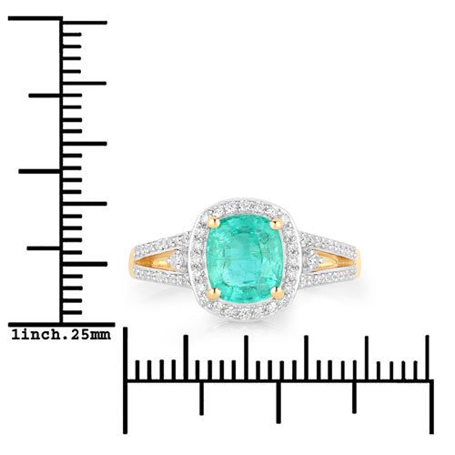 Bids.com 1.65 Carat Genuine Ethiopian Emerald and White Diamond 14K Yellow Gold Ring Rings White Smoke size 6.00,size 7.00,size 8.00