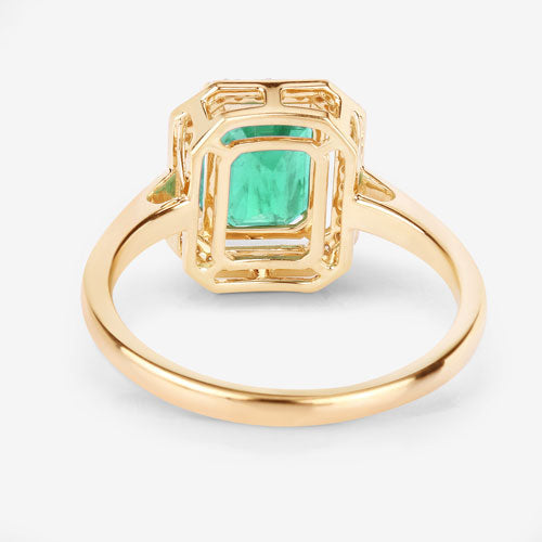 Bids.com 1.62 Carat Genuine Ethiopian Emerald and White Diamond 14K Yellow Gold Ring Rings White Smoke size 6.00,size 7.00,size 8.00