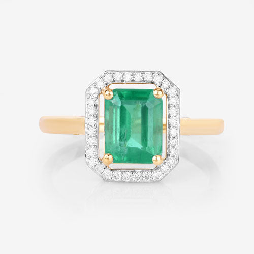 Bids.com 1.62 Carat Genuine Ethiopian Emerald and White Diamond 14K Yellow Gold Ring Rings White Smoke size 6.00,size 7.00,size 8.00