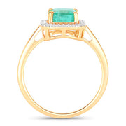 Bids.com 1.62 Carat Genuine Ethiopian Emerald and White Diamond 14K Yellow Gold Ring Rings White Smoke size 6.00,size 7.00,size 8.00