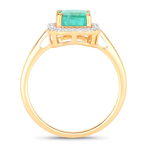 Bids.com 1.62 Carat Genuine Ethiopian Emerald and White Diamond 14K Yellow Gold Ring Rings White Smoke size 6.00,size 7.00,size 8.00