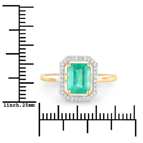 Bids.com 1.62 Carat Genuine Ethiopian Emerald and White Diamond 14K Yellow Gold Ring Rings White Smoke size 6.00,size 7.00,size 8.00