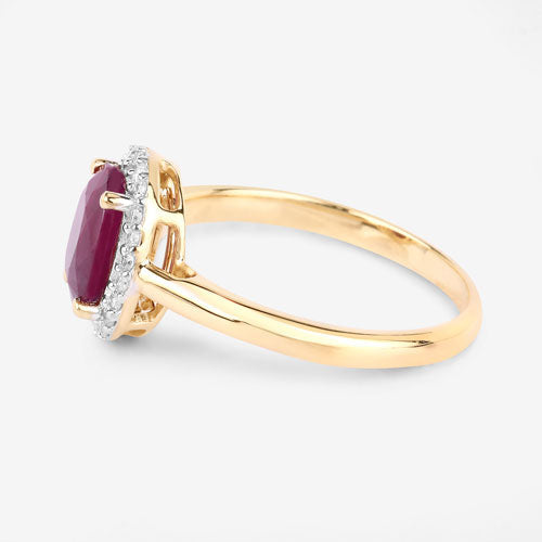 Bids.com 1.59 Carat Genuine Ruby and White Diamond 10K Yellow Gold Ring Rings White Smoke size 5.00,size 6.00,size 7.00,size 8.00,size 9.00