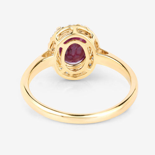 Bids.com 1.59 Carat Genuine Ruby and White Diamond 10K Yellow Gold Ring Rings White Smoke size 5.00,size 6.00,size 7.00,size 8.00,size 9.00