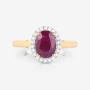 Bids.com 1.59 Carat Genuine Ruby and White Diamond 10K Yellow Gold Ring Rings White Smoke size 5.00,size 6.00,size 7.00,size 8.00,size 9.00
