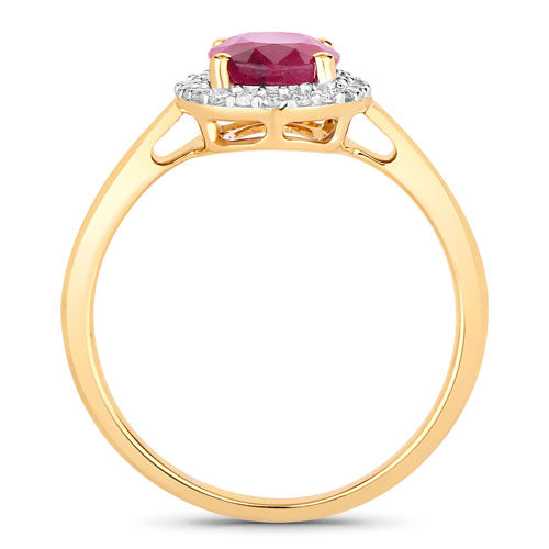 Bids.com 1.59 Carat Genuine Ruby and White Diamond 10K Yellow Gold Ring Rings White Smoke size 5.00,size 6.00,size 7.00,size 8.00,size 9.00