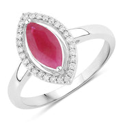 Bids.com 1.52 Carat Genuine Ruby and White Diamond 10K White Gold Ring Rings White Smoke size 5.00,size 6.00,size 7.00,size 8.00,size 9.00