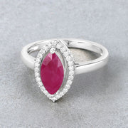 Bids.com 1.52 Carat Genuine Ruby and White Diamond 10K White Gold Ring Rings Light Gray size 5.00,size 6.00,size 7.00,size 8.00,size 9.00