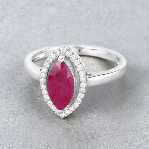 Bids.com 1.52 Carat Genuine Ruby and White Diamond 10K White Gold Ring Rings Light Gray size 5.00,size 6.00,size 7.00,size 8.00,size 9.00