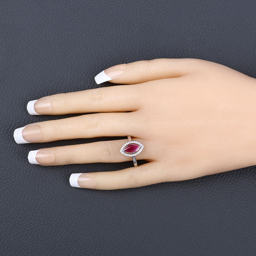 Bids.com 1.52 Carat Genuine Ruby and White Diamond 10K White Gold Ring Rings Dark Slate Gray size 5.00,size 6.00,size 7.00,size 8.00,size 9.00