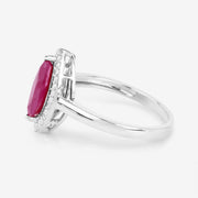 Bids.com 1.52 Carat Genuine Ruby and White Diamond 10K White Gold Ring Rings White Smoke size 5.00,size 6.00,size 7.00,size 8.00,size 9.00