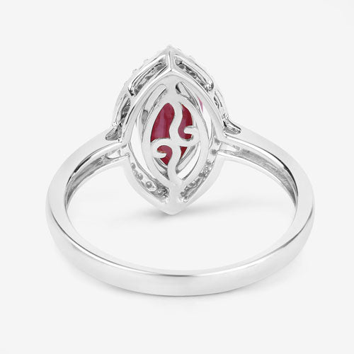 Bids.com 1.52 Carat Genuine Ruby and White Diamond 10K White Gold Ring Rings White Smoke size 5.00,size 6.00,size 7.00,size 8.00,size 9.00