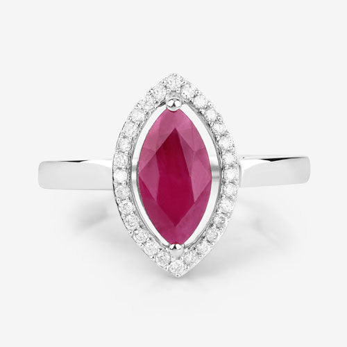 Bids.com 1.52 Carat Genuine Ruby and White Diamond 10K White Gold Ring Rings White Smoke size 5.00,size 6.00,size 7.00,size 8.00,size 9.00