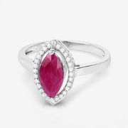 Bids.com 1.52 Carat Genuine Ruby and White Diamond 10K White Gold Ring Rings White Smoke size 5.00,size 6.00,size 7.00,size 8.00,size 9.00