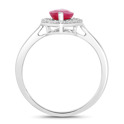 Bids.com 1.52 Carat Genuine Ruby and White Diamond 10K White Gold Ring Rings White Smoke size 5.00,size 6.00,size 7.00,size 8.00,size 9.00