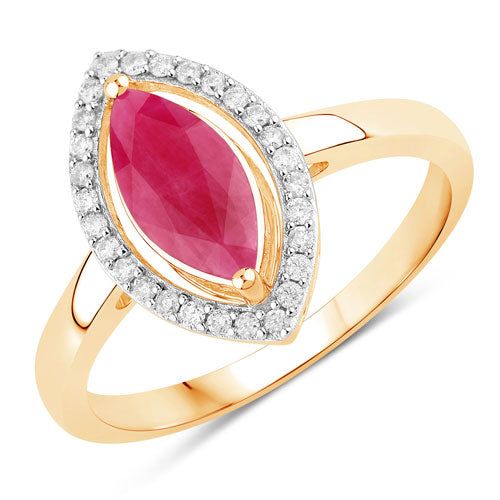 Bids.com 1.52 Carat Genuine Ruby and White Diamond 10K Yellow Gold Ring Rings White Smoke size 5.00,size 6.00,size 7.00,size 8.00,size 9.00