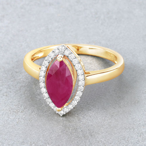 Bids.com 1.52 Carat Genuine Ruby and White Diamond 10K Yellow Gold Ring Rings Gray size 5.00,size 6.00,size 7.00,size 8.00,size 9.00