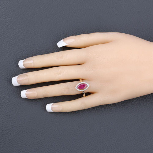 Bids.com 1.52 Carat Genuine Ruby and White Diamond 10K Yellow Gold Ring Rings Dark Slate Gray size 5.00,size 6.00,size 7.00,size 8.00,size 9.00