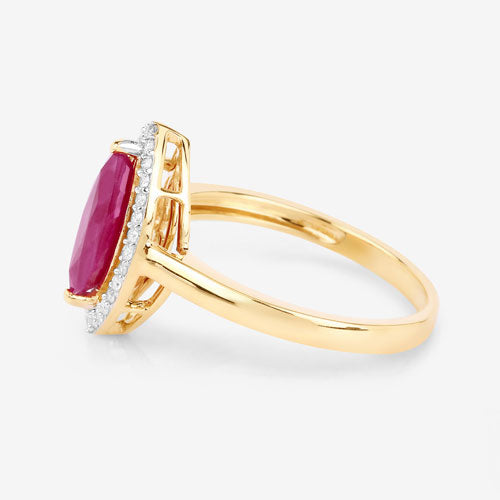 Bids.com 1.52 Carat Genuine Ruby and White Diamond 10K Yellow Gold Ring Rings White Smoke size 5.00,size 6.00,size 7.00,size 8.00,size 9.00