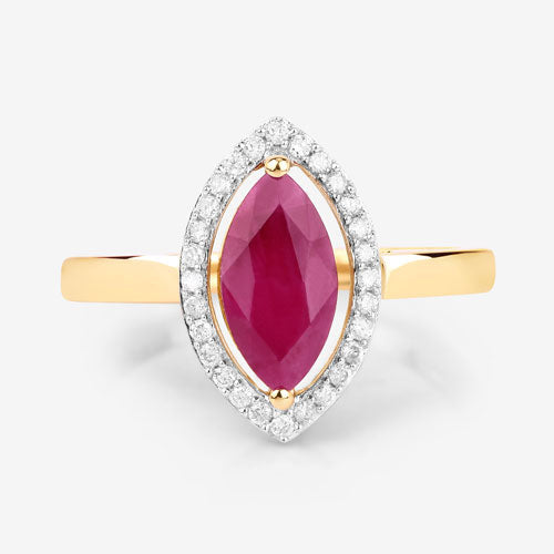Bids.com 1.52 Carat Genuine Ruby and White Diamond 10K Yellow Gold Ring Rings White Smoke size 5.00,size 6.00,size 7.00,size 8.00,size 9.00
