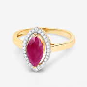Bids.com 1.52 Carat Genuine Ruby and White Diamond 10K Yellow Gold Ring Rings White Smoke size 5.00,size 6.00,size 7.00,size 8.00,size 9.00