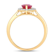 Bids.com 1.52 Carat Genuine Ruby and White Diamond 10K Yellow Gold Ring Rings White Smoke size 5.00,size 6.00,size 7.00,size 8.00,size 9.00